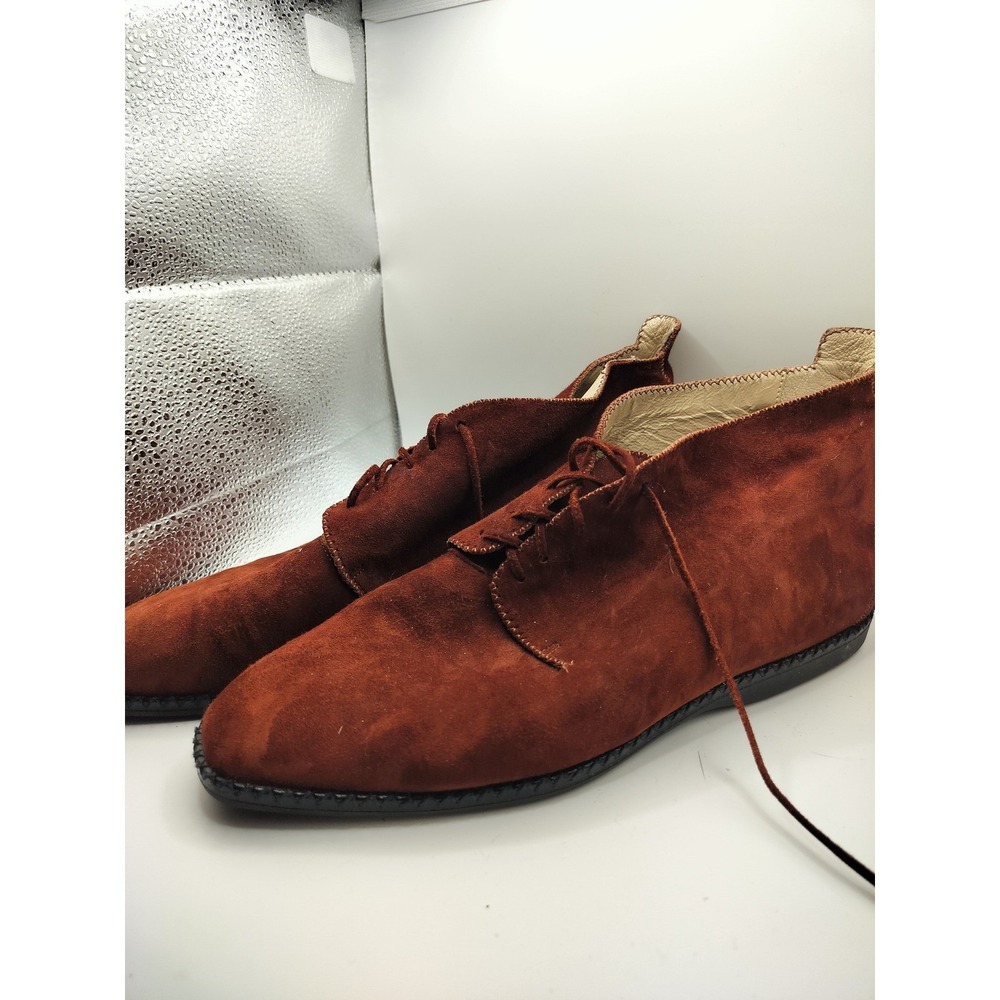 Bally Suede Chukka Boots sz 10 Burgundy Leather Dark Academia - Picture 12 of 13